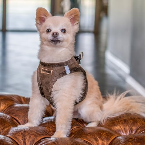 Best Pet Supplies - All Weather Plush, Reflective, No Pull Harness for Small, Medium Dogs, Cats - Secure with Hook & Loop Fastener, Buckle, Double D-Rings - Chocolate Suede, M - color: Chocolate Suede, size: M