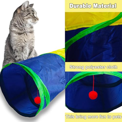 Cat Tunnel Tube Toys，Tunnels for Indoor Cats, Collapsible Interactive Toy with Balls for Rabbits, Kittens, Ferrets, Puppy (2 Way Mushroom) - color: 2 Way Mushroom