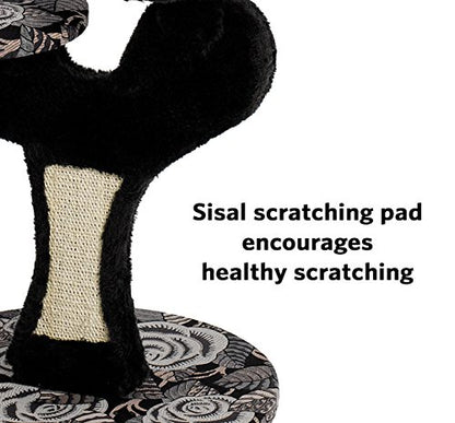 MidWest Homes for Pets Cat Tree Salvador Feline Furniture, 22 by 17.75 by 30.75-Inch, Black/White Floral (138S-BK) - size: Salvador Cat Furniture, Black Pattern