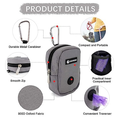Small Treat Pouch Dog Treat Dispenser with Waste Bag Dispenser for Leash Walking, Portable, Poop Bag Holder, Hand Free, Gray - color: Gray