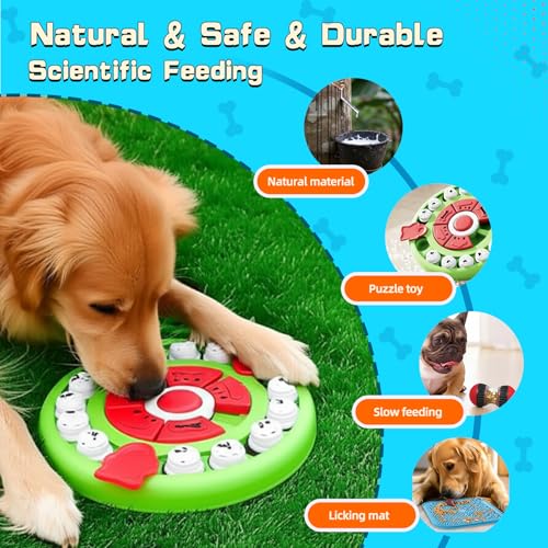 Dog Puzzle Feeder for Small/Middle Breeds - Adjustable Treat Dispenser Funny Slow Feeder Puppy Enrichment Training Toy Pet Interactive Toys Lick Mat Dogs to Keep Dog/Cat Busy - color: blue