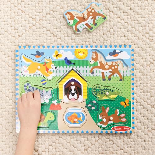 Melissa & Doug Pets Wooden Peg Puzzle (8 pcs) - style: Pets