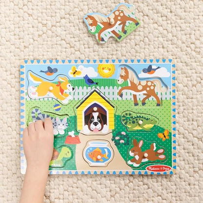 Melissa & Doug Pets Wooden Peg Puzzle (8 pcs) - style: Pets