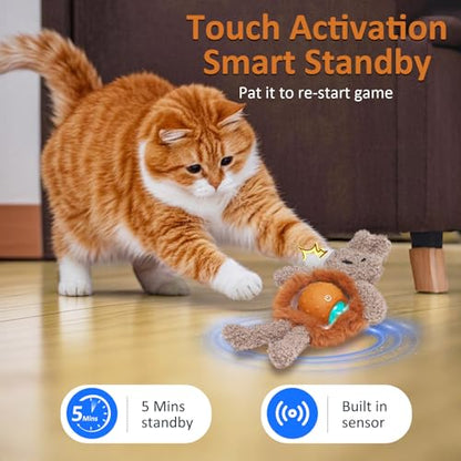 Salodal Interactive Cat Toys for Indoor Cats,Fast Moving Ball with Rabbit Cover,Bird Chirping Toy for Bored Indoor Adult Cats,Automatic Kitten Toys,Smart Self Play Ball,Motion Activated, Rechargeable