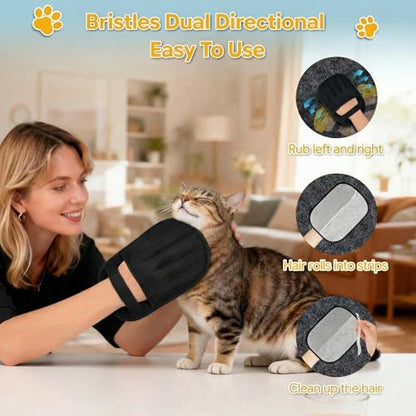 Pet Hair Removal Glove for Cats & Dogs, Reusable Electrostatic Fur Remover Mitt, Washable Five-Finger Cleaning Tool for Couch, Carpet, Car Seat, Clothing & Laundry