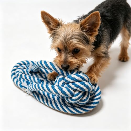 Dog Toys Puppy Teething Chew Toys,Dog Chew Toys Rope Toys,Cat Chew Toys,Safe Braided Rabbit Toys Healthy Gift (Slippers) - color: blue and white slippers