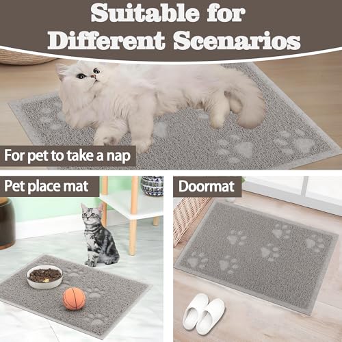 Darkyazi Cat Litter Box Mat for Floor Litter Trapping Mat Non-Slip Backing, Scatter Control, Easy Clean, Water Resistant, Soft on Paws (15.75" x 11.75",Gray Sand) - color: Gray Sand