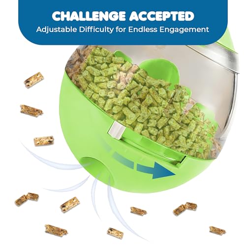 SunGrow Puppy, Small Dog Breeds, and Cat Treat Ball, Slow Pet Feeder, Boredom Buster, Adjustable Food Dispenser, Ends Naughty Chewing and Bloat, Encourages Exercise, Interactive Puzzle Feeder, 4.6” - color: Green