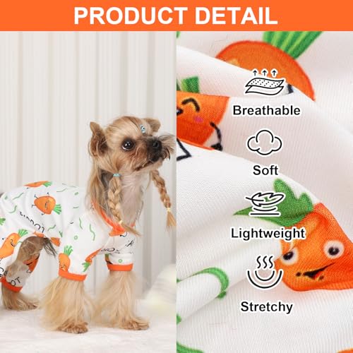 Dog Pajamas Pjs Spring Summer Dog Clothes for Small Dogs Girl - Boy - Small Size Dogs, Soft Stretchy Puppy Clothes Doggie Onesies Cat Pet Jammies Outfit (Carrot, Medium) - color: Carrot, size: Medium(6-9lb )
