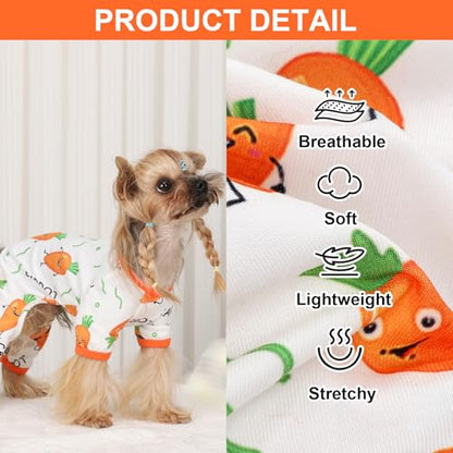 Dog Pajamas Pjs Spring Summer Dog Clothes for Small Dogs Girl - Boy - Small Size Dogs, Soft Stretchy Puppy Clothes Doggie Onesies Cat Pet Jammies Outfit (Carrot, Medium) - color: Carrot, size: Medium(6-9lb )