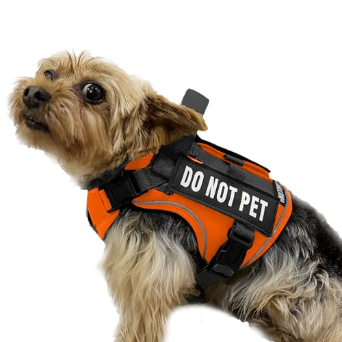 Tactical Dog and Cat Harness for XS and Small Puppy, Air Pet Vest No Pull with Reflective Do Not Pet Patches, Breathable Dog Molle Vests for Training Walking Hunting Orange - color: Orange, size: S