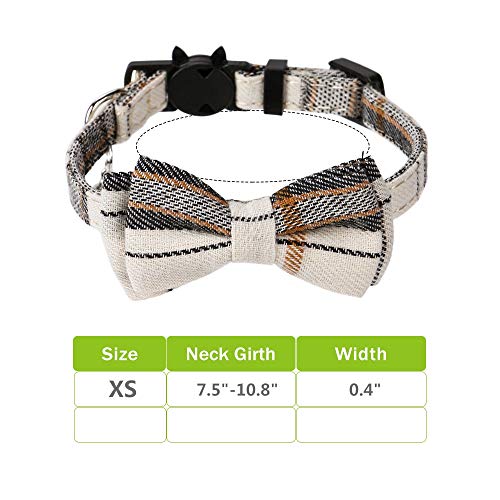 Faleela Breakaway Cat Collar with Bells - 2 Pack Cat Collar with Bells, Cat Collars with Bandana, Accessories for Pet Collars, Adjustable for Cats and Small Dogs (Beige+Brown) - color: beige+brown