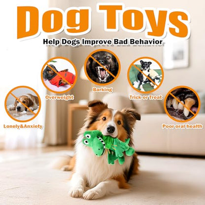 Fuufome Large Squeaky Dog Toys:Plush Tug of War Dog Toys with Crinkle-Interective Chew Toys for Small,Medium,and Large Breeds- Puppy Toys Keep Them Busy&Dental Exercise - color: dark green