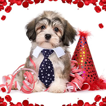Saintrygo 4 Pieces Cat Dog Tie with Collar Adjustable Puppy Pets Formal Necktie Collars Cat Dogs Bow Ties for Small Pets Grooming Costume Accessories