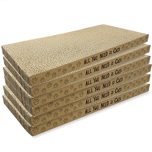 AccEncyc Cardboard Cat Scratcher Pads Cat Scratching Board for Indoor 16.5”Lx8.3”Wx1”H Dual-Side Corrugated Cats Scratching Post Reusable Cats Supplies - 6 Pack - color: 6 Pack