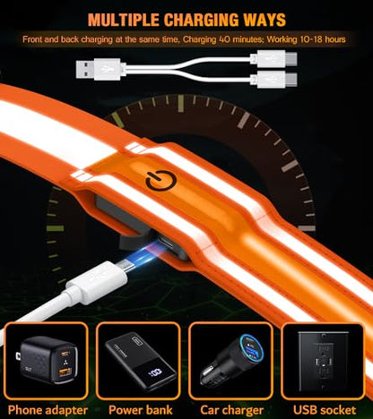 Ylzzrs LED Belt Reflective Sash for Walking at Night,High Visibility Adjustable Night Running Safety Gear,Light Up Running Belt Reflective Gear with Phone Bag/Armband for Runners Walkers Men Women - color: Orange