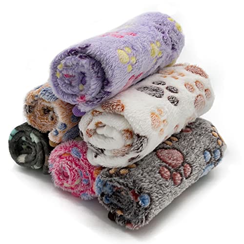 6 Pack Puppy Dog Blankets Super Soft Warm Sleep Mat Paw Print Blanket Fleece Pet Blanket Flannel Throw Dog Blankets for Small Dogs Puppy Cats Pets,Small(23"x15") - color: 6 Pack Paw Series, size: Small(23"x15")