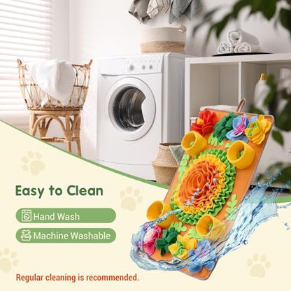 Avont Snuffle Mat for Dogs, Sniff Activity Interactive Sniffing Feeding Puzzle Slow Feeder for Puppies Cats Pets, Stress Relief Foraging Skills Brain Stimulation Enrichment -Floral