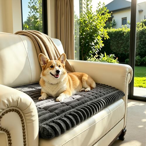 SUBRTEX Couch Cover for Dogs, Non-Slip Sofa Mat Washable, Thick Sofa Slipcover Cushion Protector Pet-Friendly(Gray, 27.6"x27.6") - color: Grey, size: 27.6"x27.6"