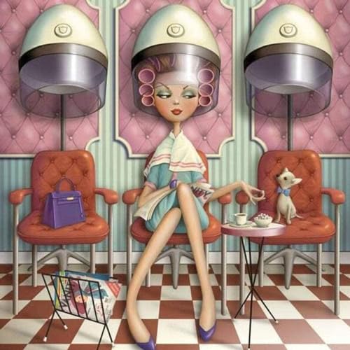 Fun Jigsaw Puzzle 1000 Pieces for Adults Painting Hairdresser Ladies Rhinestone Switch Cross Stitch Embroidery Pattern Rhinestone Home Decoration Hairdresser 29.5 x 20 in - color: As38, size: 1000 Pieces