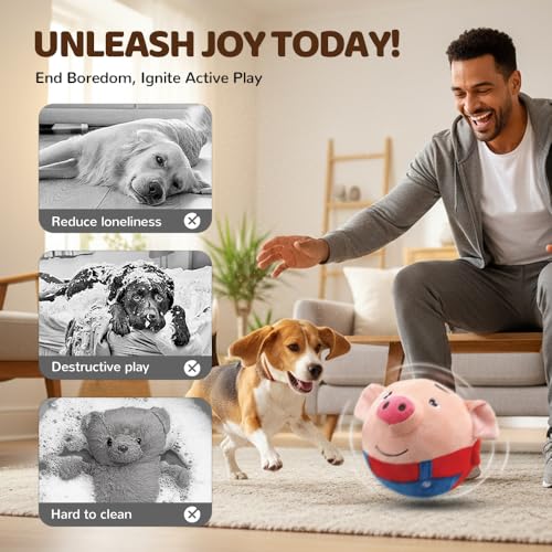 Interactive Dog Toys, 2026 New Active Moving Squeaky Dog Ball with Talking Sound, Rechargeable Washable Plush Toy (2PCS) - color: 2PCS