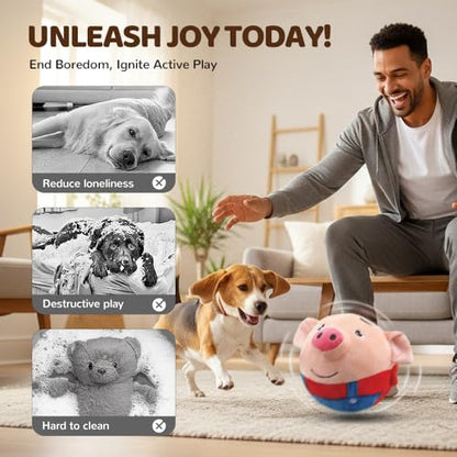 Interactive Dog Toys, 2026 New Active Moving Squeaky Dog Ball with Talking Sound, Rechargeable Washable Plush Toy (2PCS) - color: 2PCS