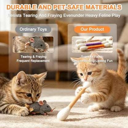 Cotton Swabs Cat with Catnip, 6 Pk Giant Kitten Chew Sticks,Interactive Kitty Kick Sticks for Cat Lovers Gift - Sturdy Teething Chew Toy (Purple) - color: Purple