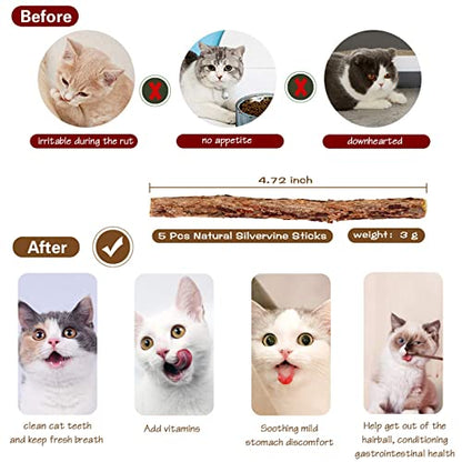 3-Pack Cat Wand Toys, 16-Inch Natural Wooden Teaser Wand with 5 Silvervine Sticks, Interactive Feather Wand for Indoor Cats - color: RedOrangeBrown-3pcs