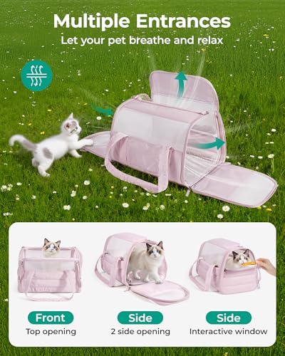 BAGSMART Cat Carrier: Soft-Sided Pet Carrier for Small Medium Cats Dogs Puppy Quilted Collapsible Puffy Travel Bag Up to 20 Lbs Grey - color: Dark Grey, size: 18.1"L x 11.0"W x 11.0"H