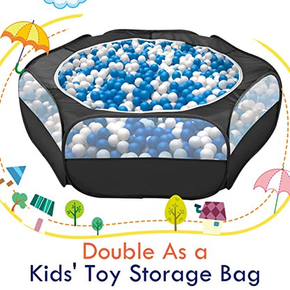Pawaboo Small Animals Playpen, Waterproof Small Pet Cage Tent with Zippered Cover, Portable Outdoor Yard Fence with 3 Metal Rod for Kitten/Puppy/Guinea Pig/Rabbits/Hamster/Chinchillas, Black - color: H-Black