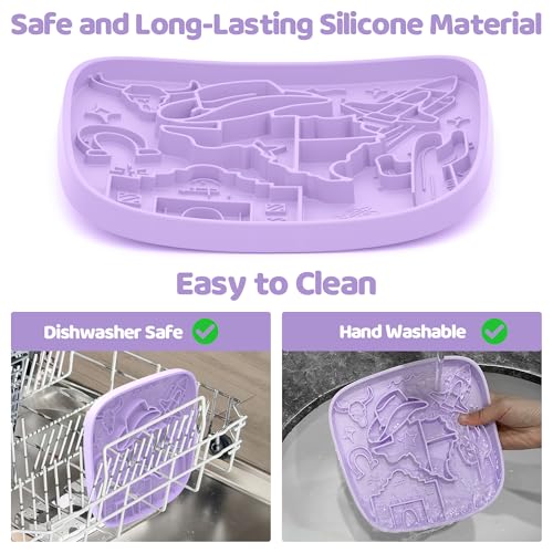 Puzzle Feeder Snuffle Mat and Lick Mat for Dogs,Texas Textured Slow Feeder, 0.75 Inch Thin Silicone Mat Holds 3 Cups, Dishwasher and Microwave Safe, Purple - color: Purple
