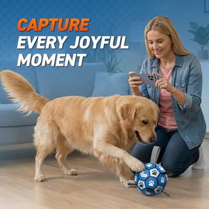 QDAN Dog Ropes Toys, Soccer Ball with Straps, Puppy Birthday Gifts, Durable Balls for Medium Large Dogs-Blue&Grey（8 Inch） - color: Blue Gray, size: Large Size 3 (8")