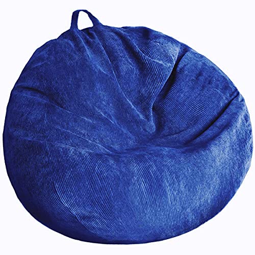 Stuffed Animal Storage Bean Bag Chair Cover (No Filler) Washable Ultra Soft Corduroy Bean Bag Cover for Organizing Plush Toys or Textile, Sack Bean Bag for Adults, Teens - color: Dark Blue, size: S for Kids