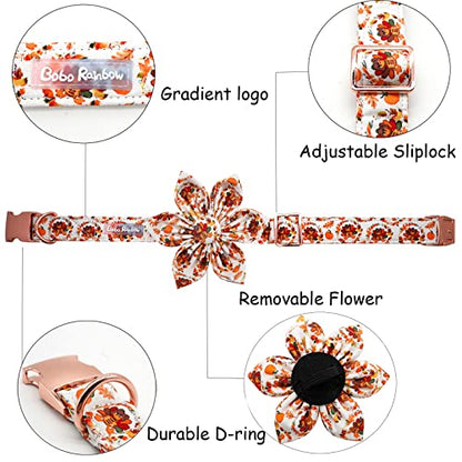 Dog Collar with Flower - Thanksgiving Turkey Print Pet Collar Cute Puppy Collar Pet Flower Adjustable Collars for X-Small Dogs - color: Turkey, size: X-Small (Pack of 1)