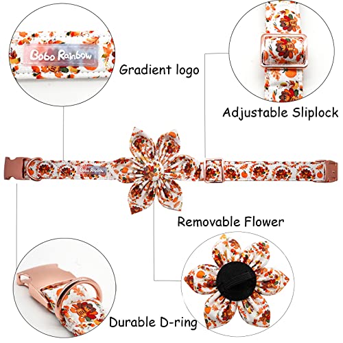 Dog Collar with Flower - Thanksgiving Turkey Print Puppy Collar Gift Puppy Soft Collar Pet Flower Adjustable Collars for Small Dogs - color: Turkey, size: Small (Pack of 1)