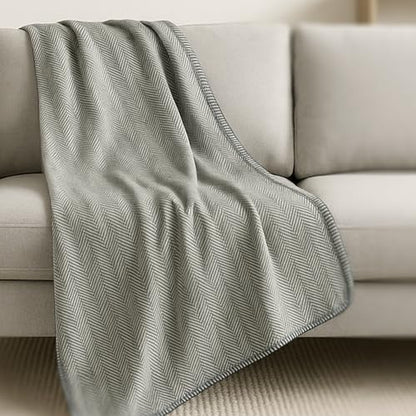Preston II – THE Polar Fleece Throw, Super-Soft Recycled Polar Fleece Dog Blanket Couch Coat Sofa and Car Protecter for Small, Medium, Large Dogs - 40”x 50”, Dove Gray Herringbone, One Size - color: Dove Gray Herringbone