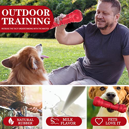 ZIKATON Dog Squeaky Toys for Aggressive Chewers, Durable Chew Toys for Large Medium Breed Dog, Dog Toys, Tough Durable Dogs Toys with Natural Rubber - color: A Red