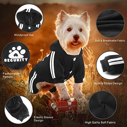 Dog Hoodie Security Clothes 4 Legs Jumpsuit Sweatshirt Hoodies Soft & Warm Dog Outfit Pullover Dog Winter Clothes Sweater for Small Medium Large Dogs Cats (Black, X-Large) - color: Black, size: X-Large