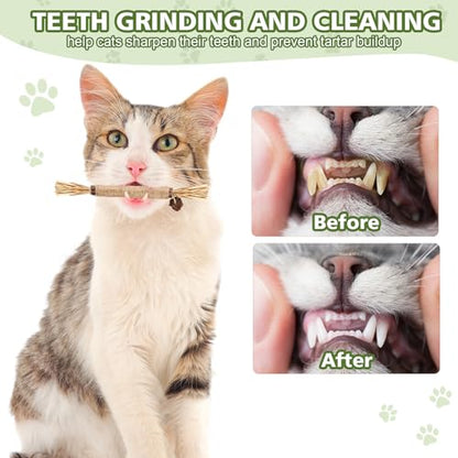 WOUSEDO 8 Pack Catnip Chew Toys for Cats,Cotton Sisal Rope Toys,Cat Natural Silvervine Sticks,for Cat Teeth Cleaning and Dental Care,Interactive Toy for Bored Indoor Cats - size: 8 PACK