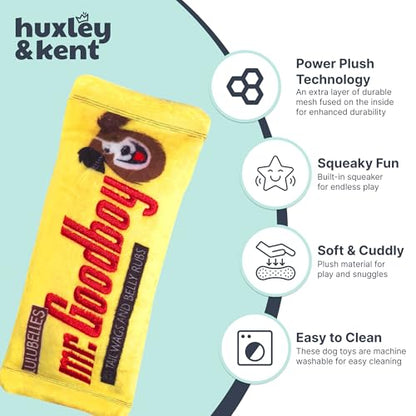 Huxley & Kent Funny Dog Toy w/Squeaker – Power Plush Squeaky Dog Toys for Small, Medium & Large Dogs – Soft Stuffed Animal for Indoor Play & Fetch - Mr Goodboy, Small - size: Small, style: Mr Goodboy