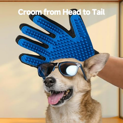 NVNAN 2-in-1 Pet Grooming Glove & Fabric Hair Remover - Reusabie, Silicone Massage Bristles,Static Adhesion for Quiuck Shedding Control,Safe for Dogs & Cats - color: Fabric Pet Hair Gloves+Pet Grooming Brush
