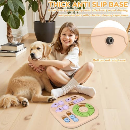 Interactive Dog Puzzle Toys Interactive Treat Dispensing Slow Feeder for Training and Mental Stimulating Dog Enrichment Toys, Dogs Puzzles for Smart Dogs Puppy Cats Pet(Beige) - color: Beige