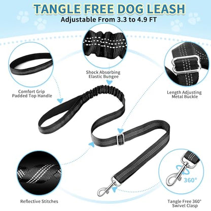 SlowTon No Pull Small Dog Harness and Leash Set, Puppy Soft Vest Harness Neck & Chest Adjustable, Reflective Lightweight Harness & Anti-Twist Pet Lead Combo for Small Medium Dogs (Black, S) - color: A-Black - With Front Clip, size: Small
