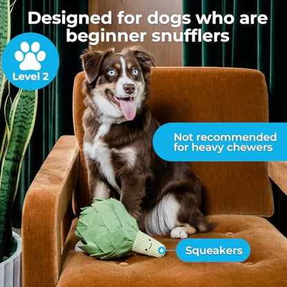 Dog Toys Plush with Squeaky & Treat Hiding Features - Mental Stimulation Enrichment Toy for Large Breed Dogs - Machine Washable Slow Feeder to Keep Dogs Busy，Artichoke - color: Artichoke -1