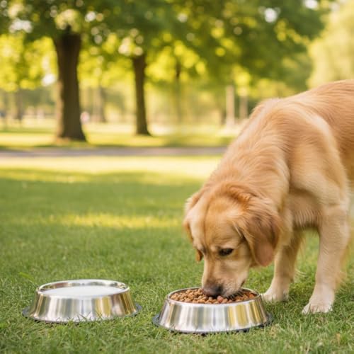 Stainless Steel Dog Bowl Pack of 2, Food & Water Bowl for Dogs, Durable Dog Feeding Bowl, Bowls for Small Dogs, Easy to Clean, Anti-Skid Pet Bowl - 16 oz (Silver) - color: Silver