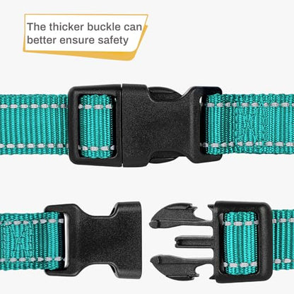 HEELE Dog Collar, Reflective Dog Collar, Soft Neoprene Padded Breathable Nylon Pet Collar Adjustable for Small Dogs, Turquoise, S(10.23-14.96") - color: Turquoise, size: Small (10.23-14.96")