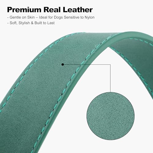 Plutus Pet Genuine Leather Dog Collar – Adjustable Pet Collar with Quick Release Metal Buckle, Soft Real Leather for Small Medium Large Dogs, Heavy Duty & Skin-Friendly (Green, S) - color: Green, size: S