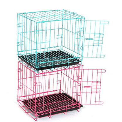 Hemobllo Wire Dog Crate Folding Cage, Portable, Easy to Install, Durable, Secure, Warm - color: Pink, size: 23.6"L x 16.5"W x 19.7"H