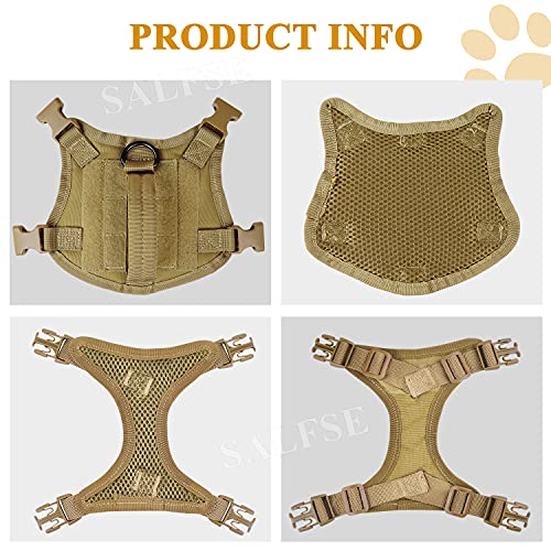 Tactical Puppy Vest Harness, Adjustable Military Vests for Small Dogs Outdoor Training Puppy Harnesses with Handle - color: Khaki
