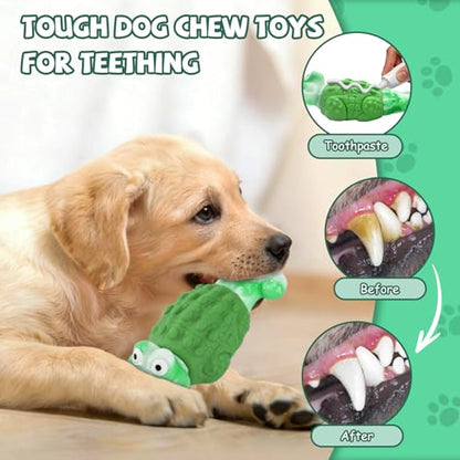 WinTour Tough Dog Toys for Large Dogs, Indestructible Dog Toy for Aggressive Chewers with Squeaky, Durable Chew Toys to Keep Them Busy for Medium and Large Breeds, Interactive Heavy Duty Bones - color: Green